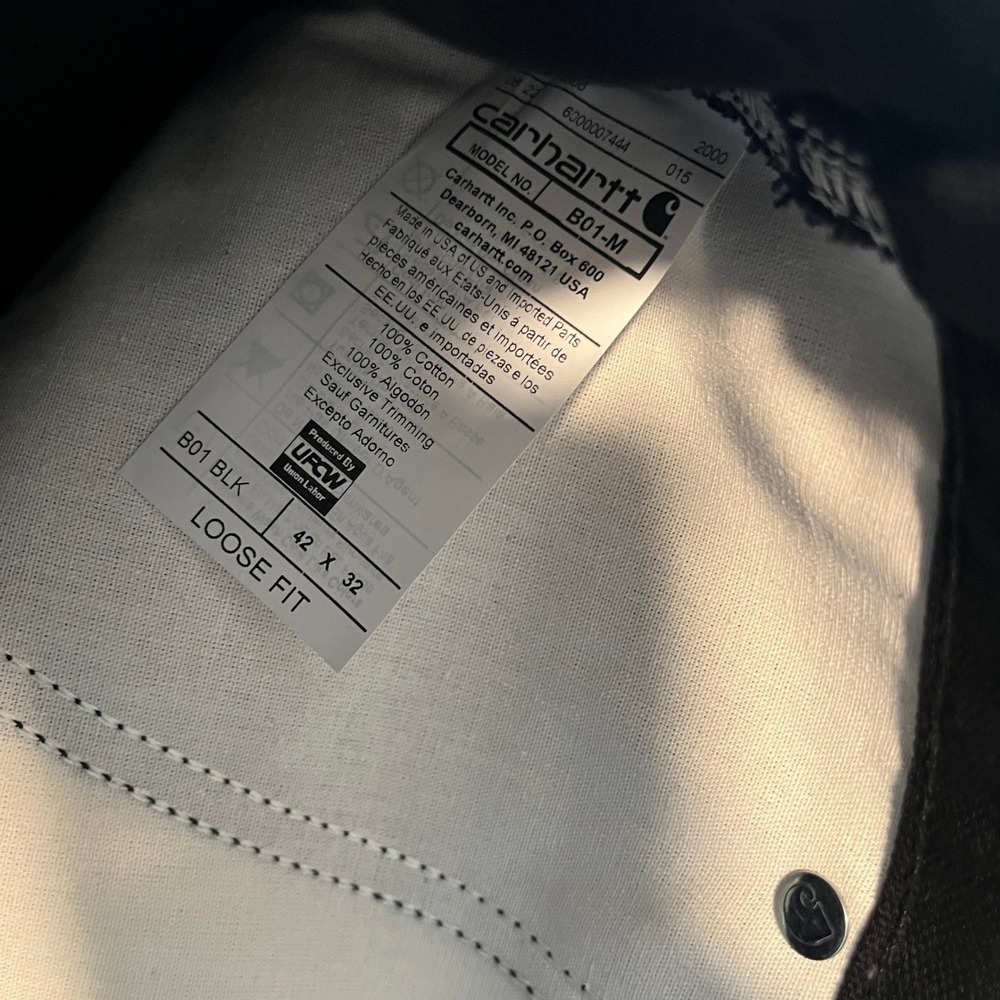 Carhartt B01 BLK Loose Fit Firm Duck Double Front Utility Work Pants‎ Men 42x32 - Picture 7 of 9